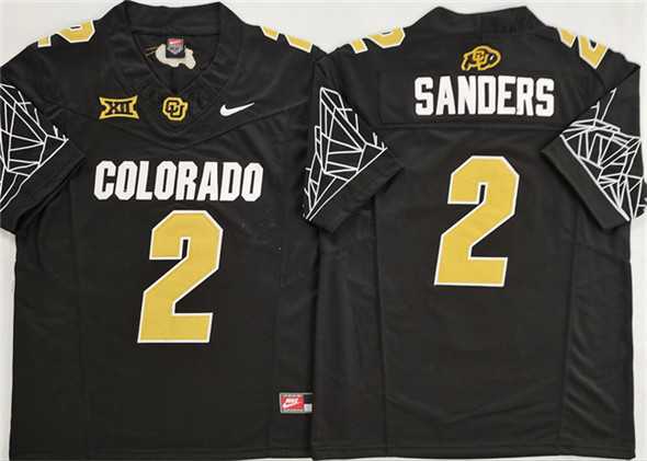 Men%27s Colorado Buffaloes #2 Shadeur Sanders Black With XII Patch 2025 F.U.S.E. Stitched Football Jersey